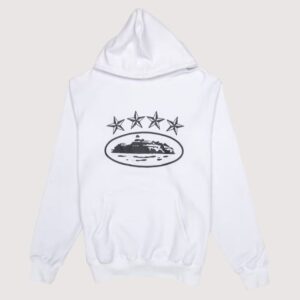 Corteiz 4Starz Alcatraz Hoodie White