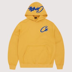 Corteiz Satin C Star Appliqué Hoodie Mustard